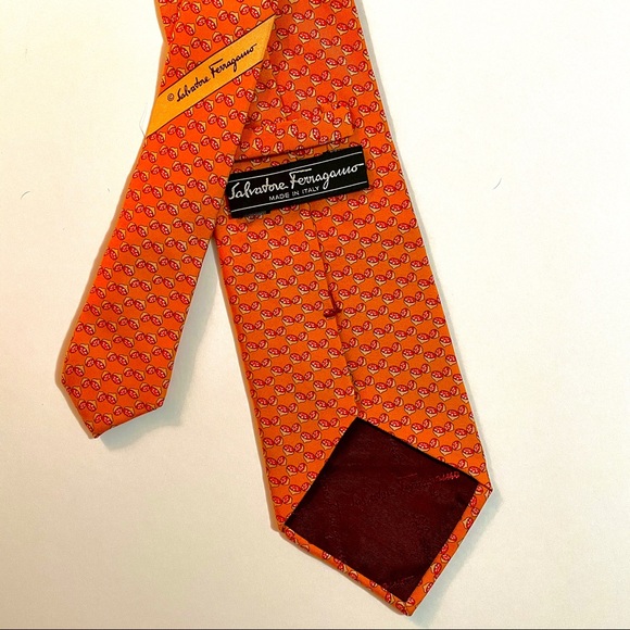 Salvatore Ferragamo Orange Acorn Silk Tie - Picture 4 of 4